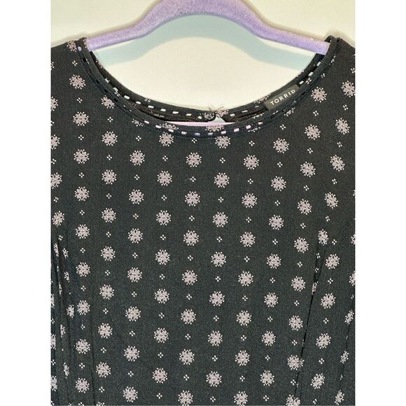 Torrid Mini Challis Skater Dress Black Print Size 1X - Picture 4 of 8